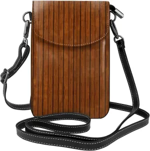 Brown wood pattern Printed Women's Crossbody Phone Bag - Perfect for Travel and Shopping