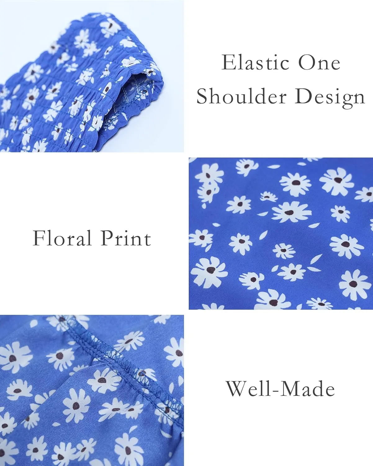 BTFBM 2025 Summer One Shoulder Dresses for Women Casual Sleeveless High Waist Floral Flowy Smocked Boho Beach Maxi Dress