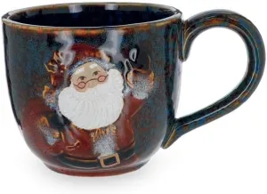 burton BURTON Large Santa With Bag on Marbleized Soup Mug, 30 Oz, Kitchen Accessories
