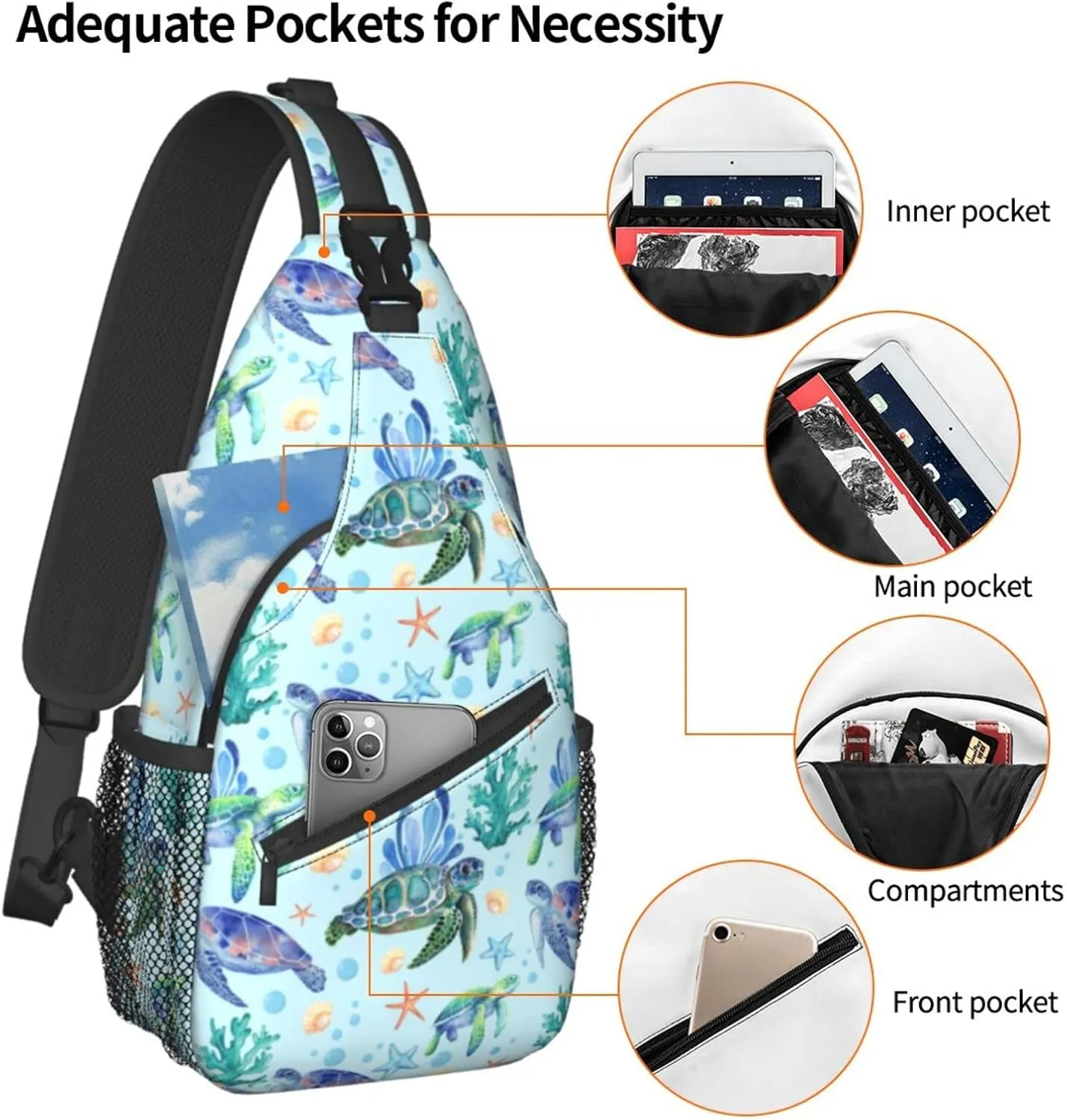 Butterflies Sling Bag Crossbody Sling Backpack for Women Men Travel Hiking Daypack Chest Shoulder Bag