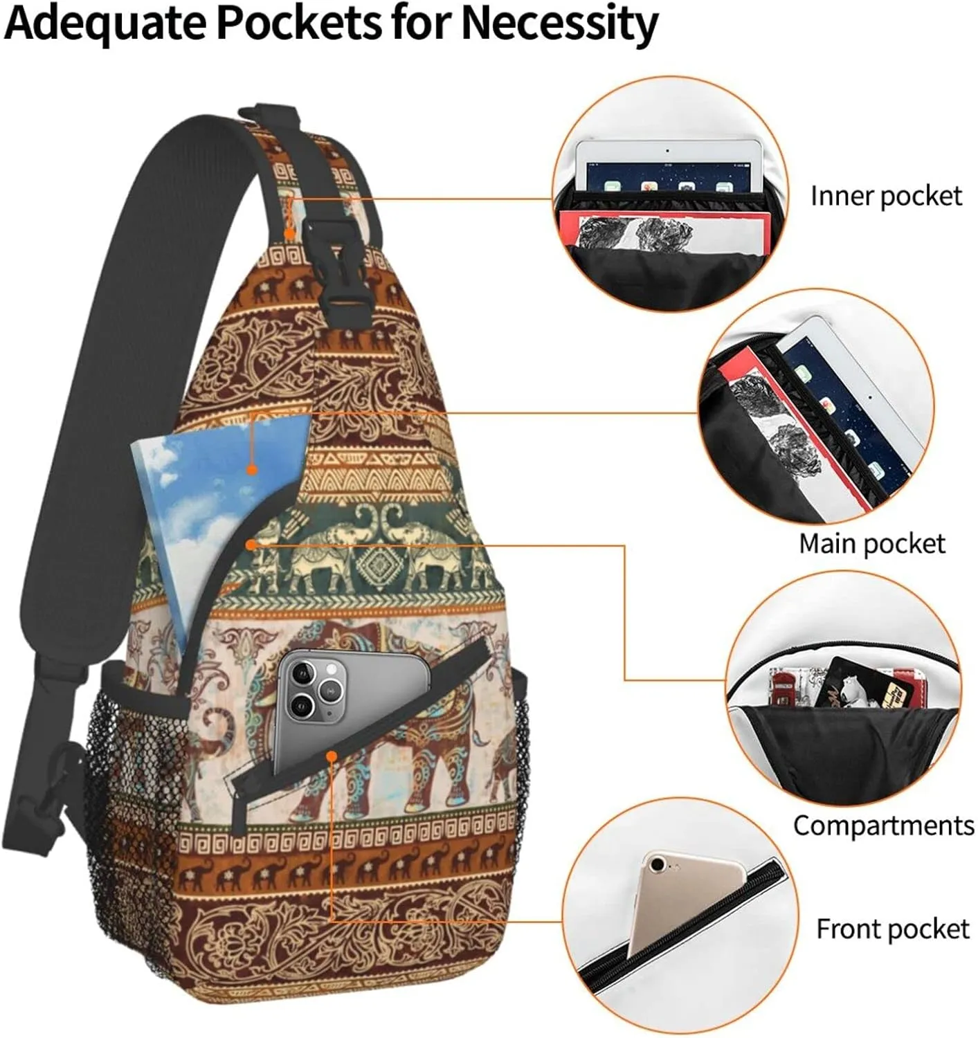 Butterflies Sling Bag Crossbody Sling Backpack for Women Men Travel Hiking Daypack Chest Shoulder Bag