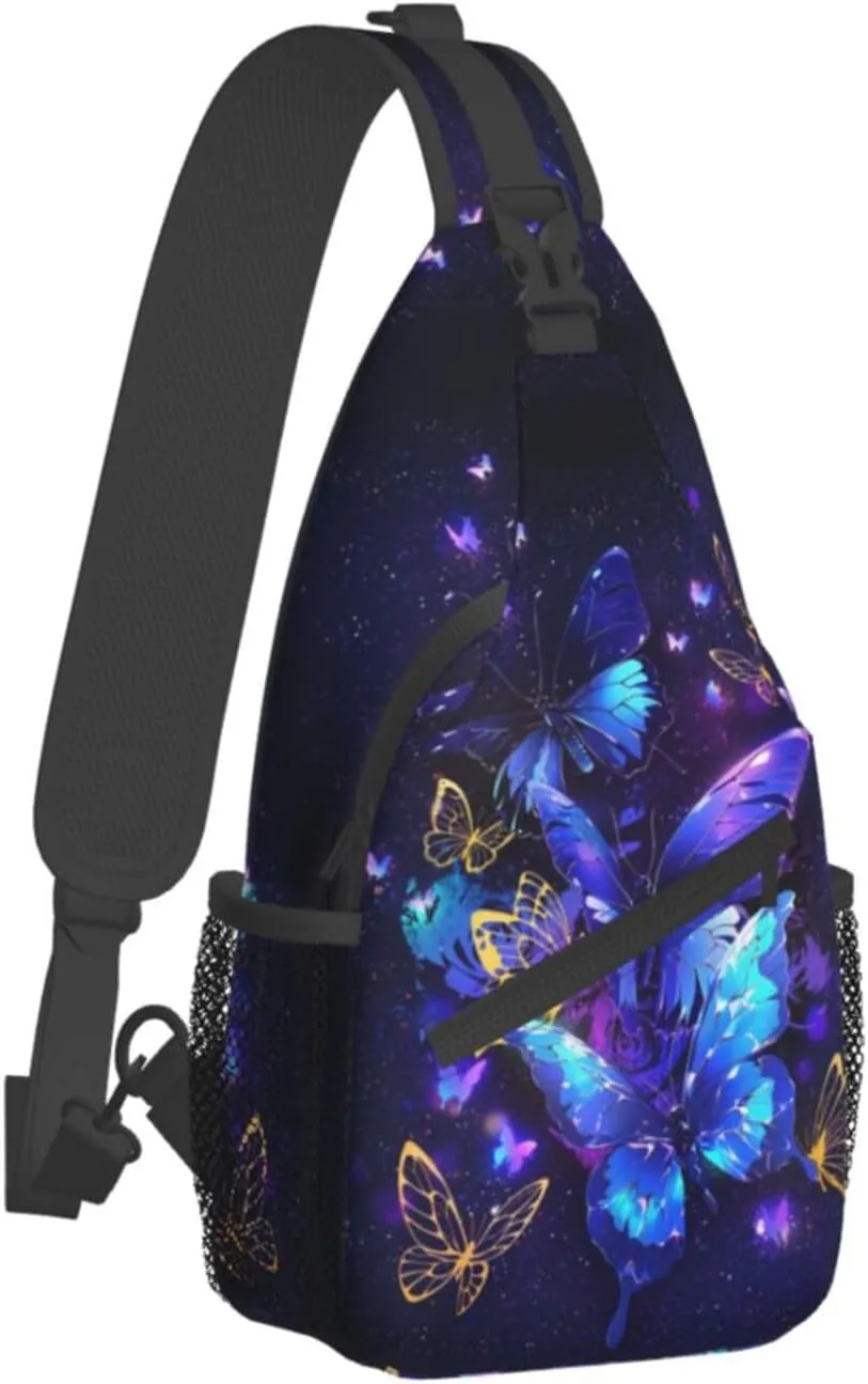 Butterflies Sling Bag Crossbody Sling Backpack for Women Men Travel Hiking Daypack Chest Shoulder Bag