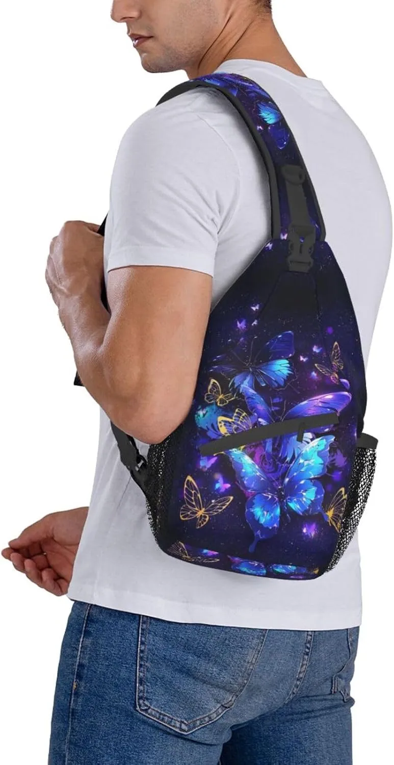 Butterflies Sling Bag Crossbody Sling Backpack for Women Men Travel Hiking Daypack Chest Shoulder Bag