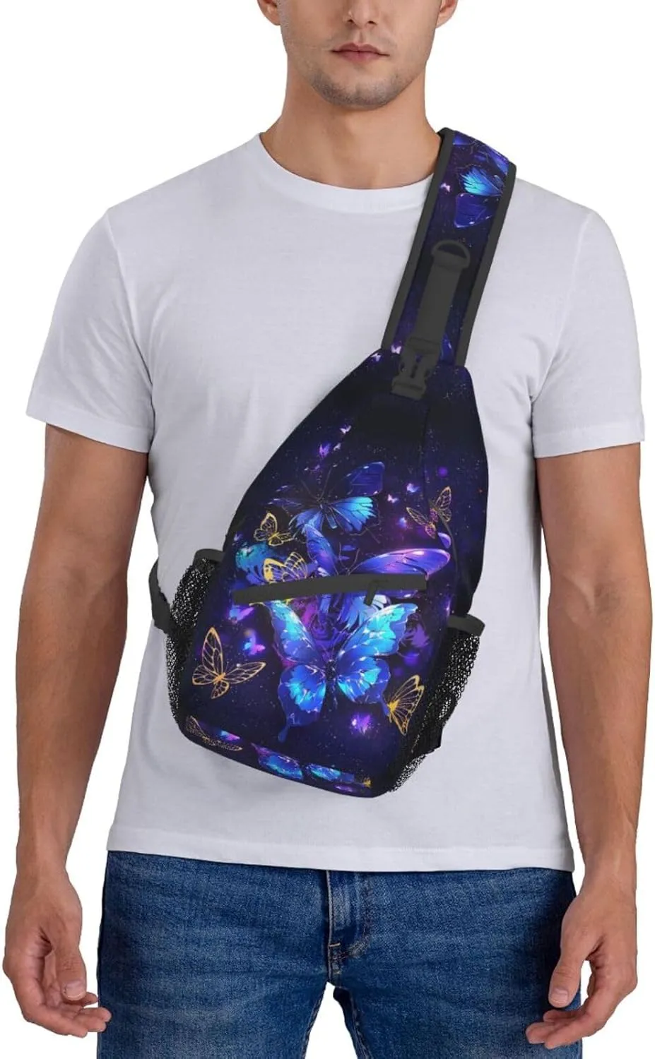Butterflies Sling Bag Crossbody Sling Backpack for Women Men Travel Hiking Daypack Chest Shoulder Bag