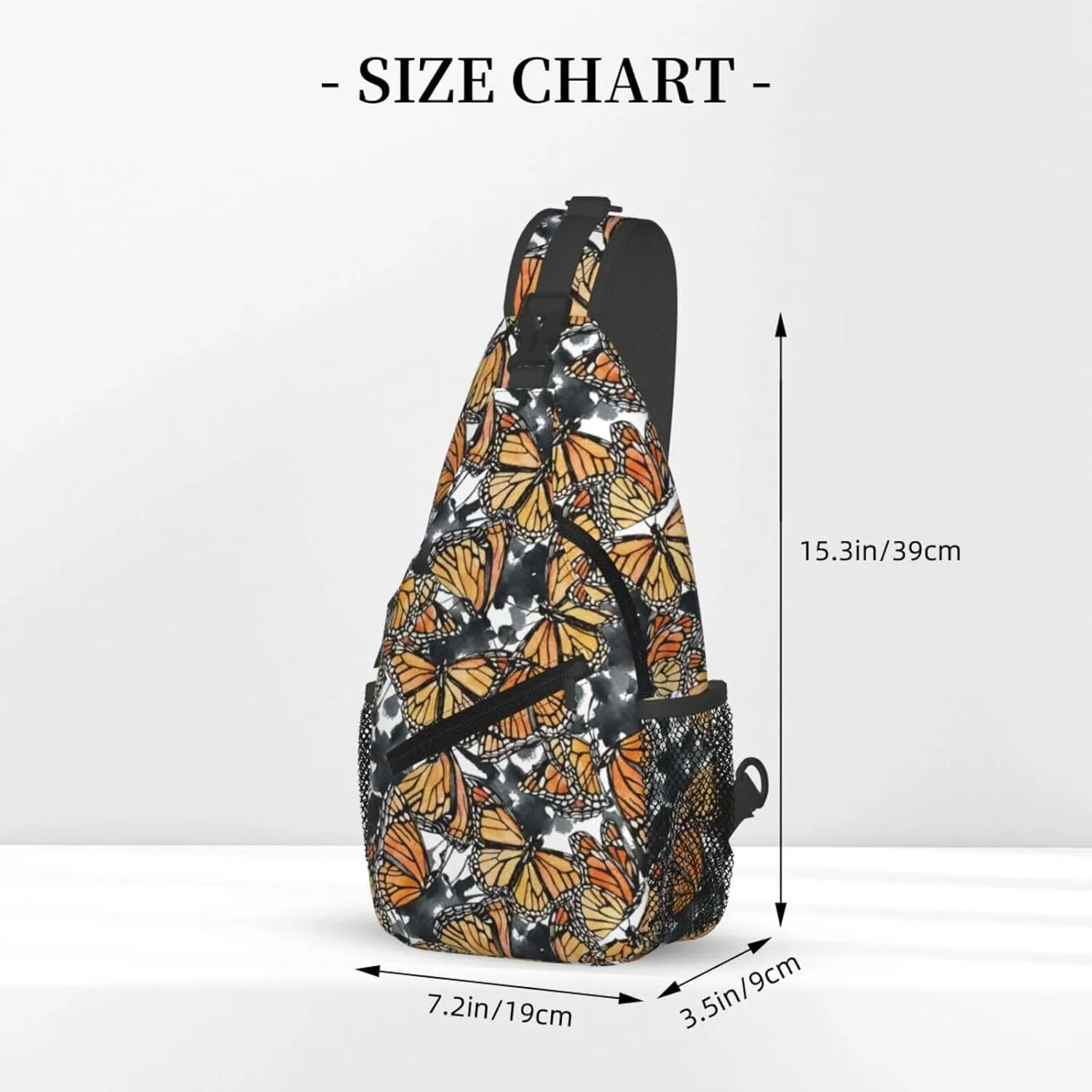 Butterfly And Abstract Shapes Chest Sling Bag Crossbody Shoulder Backpack Bag Gym Cycling Daypack Travel Hiking Cross Bag