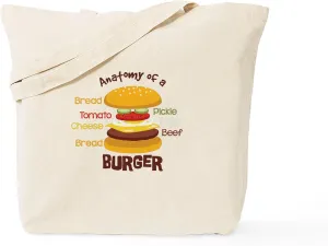 CafePress Anatomy Of A BURGER Tote Bag Reusable Natural Beige Canvas Shopping Bag
