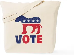 CafePress Democrat Vote 2 Tote Bag Natural Canvas Tote Bag, Reusable Shopping Bag