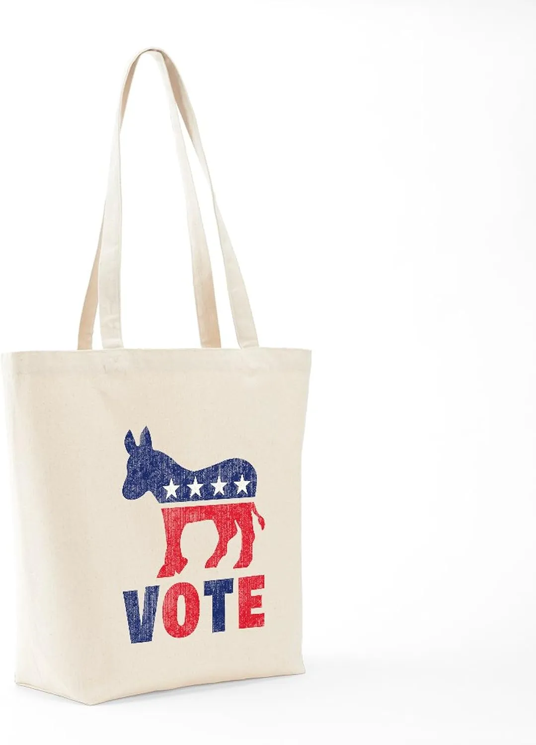 CafePress Democrat Vote 2 Tote Bag Natural Canvas Tote Bag, Reusable Shopping Bag