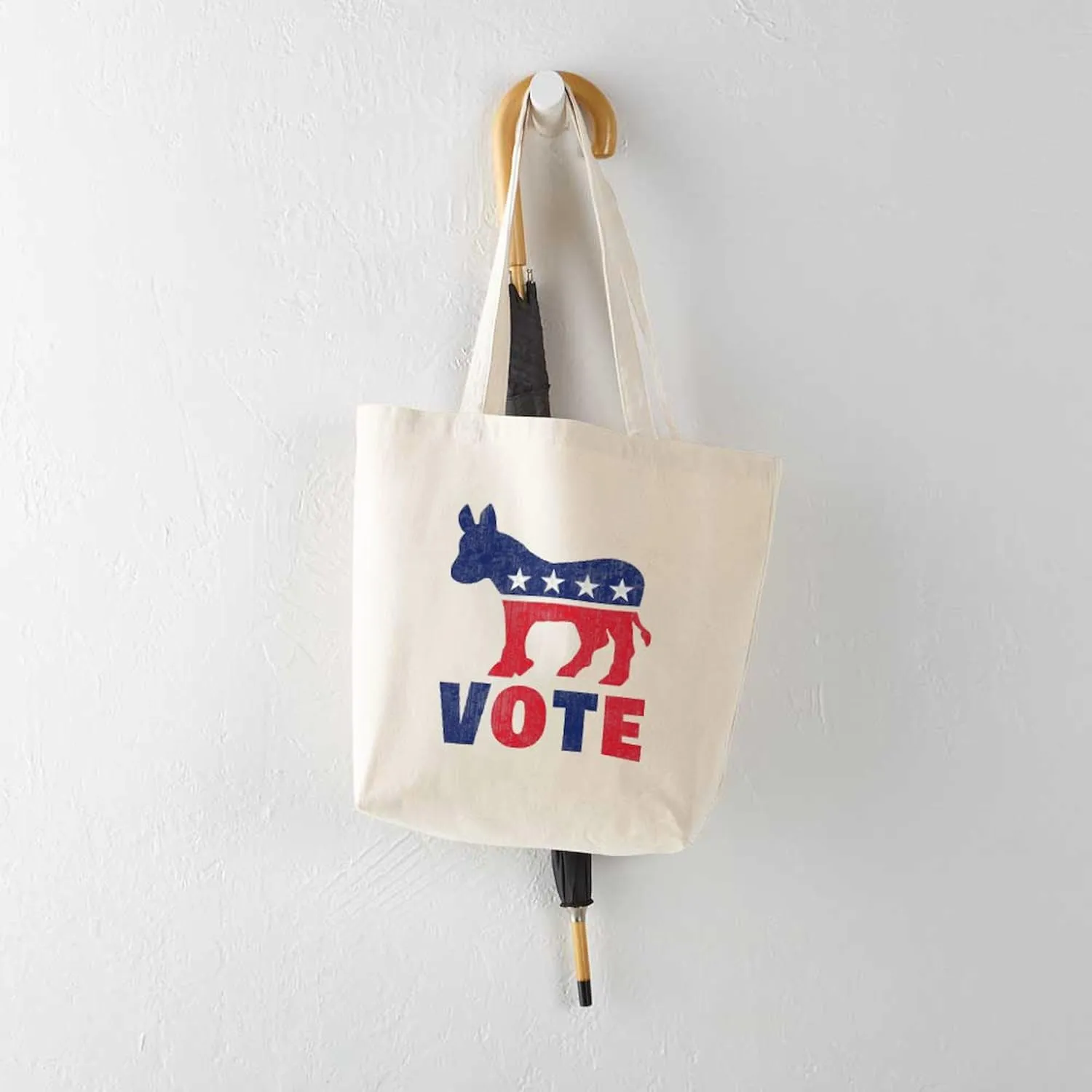 CafePress Democrat Vote 2 Tote Bag Natural Canvas Tote Bag, Reusable Shopping Bag