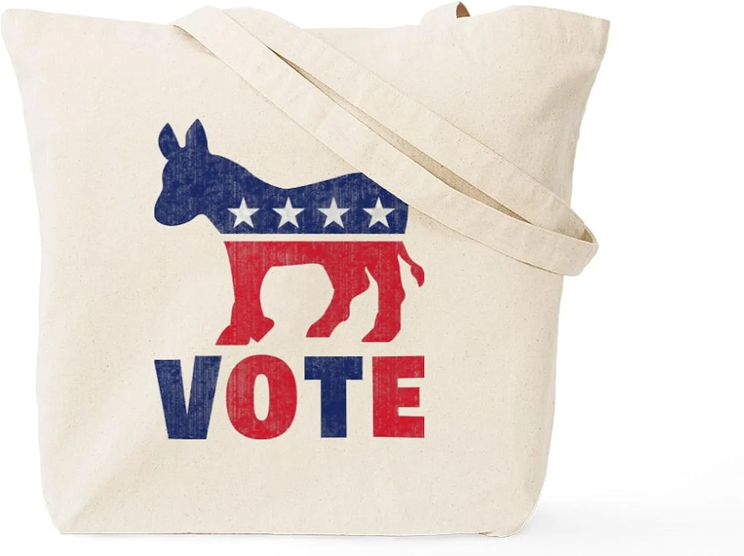 CafePress Democrat Vote 2 Tote Bag Natural Canvas Tote Bag, Reusable Shopping Bag