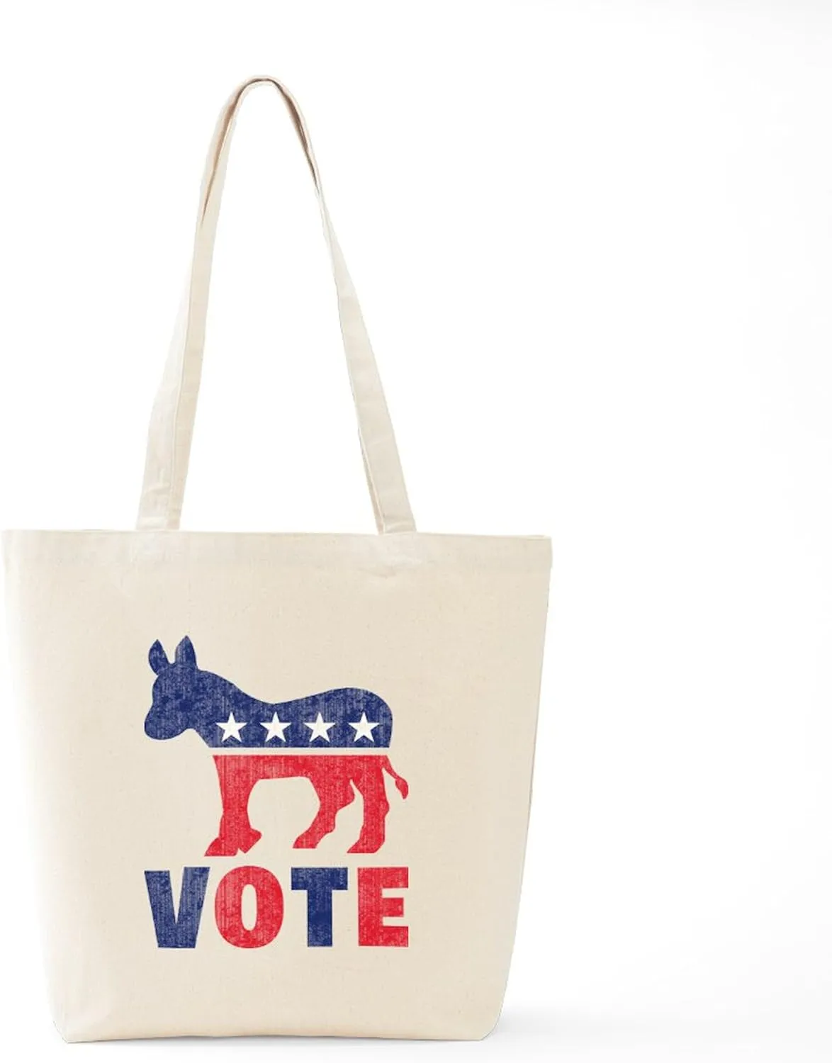 CafePress Democrat Vote 2 Tote Bag Natural Canvas Tote Bag, Reusable Shopping Bag