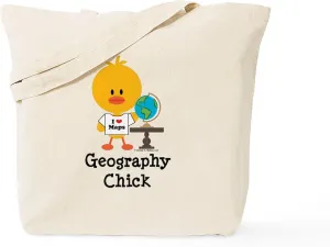 CafePress Geography Chick Tote Bag Reusable Natural Beige Canvas Shopping Bag
