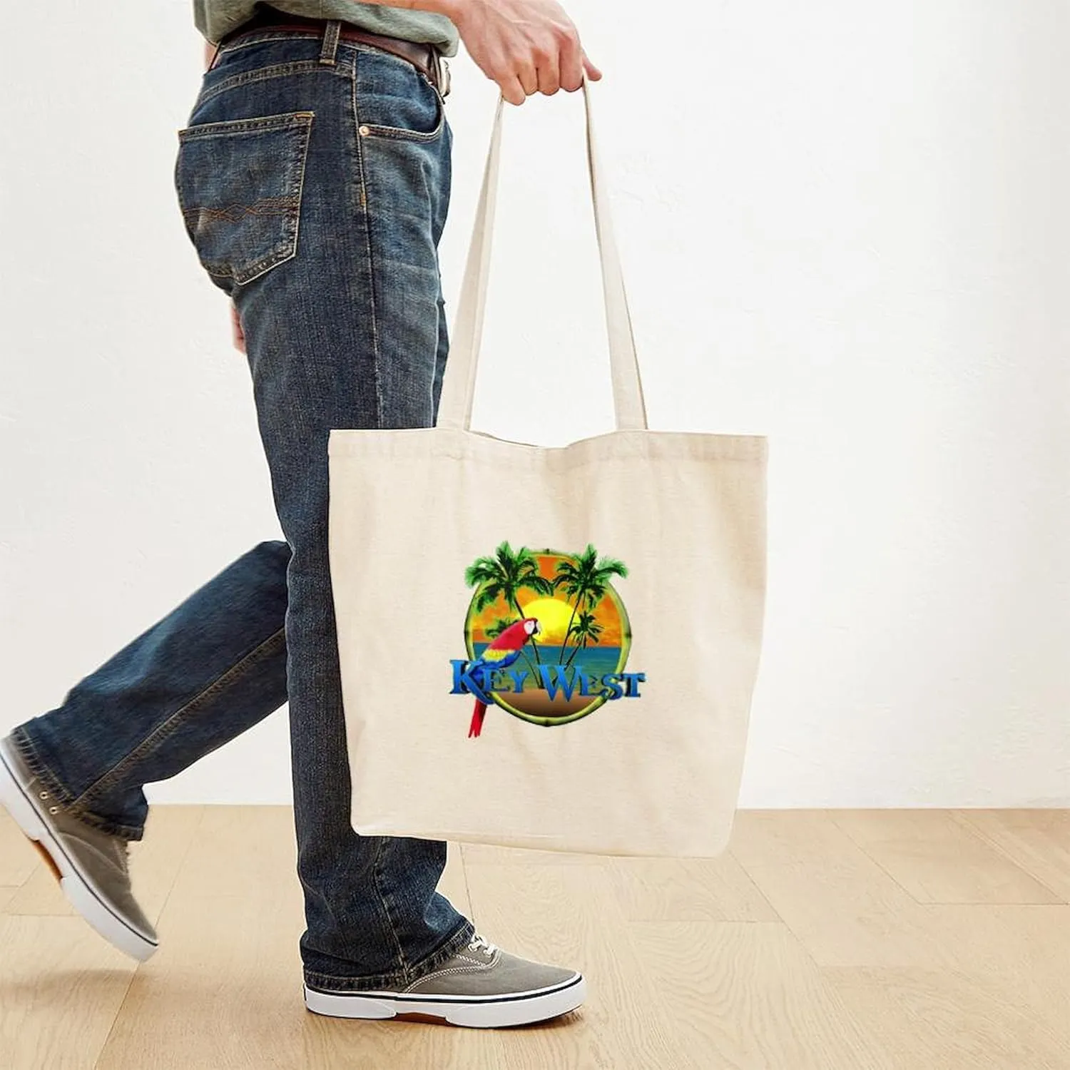 CafePress Key West Sunset Tote Bag Natural Canvas Tote Bag, Reusable Shopping Bag