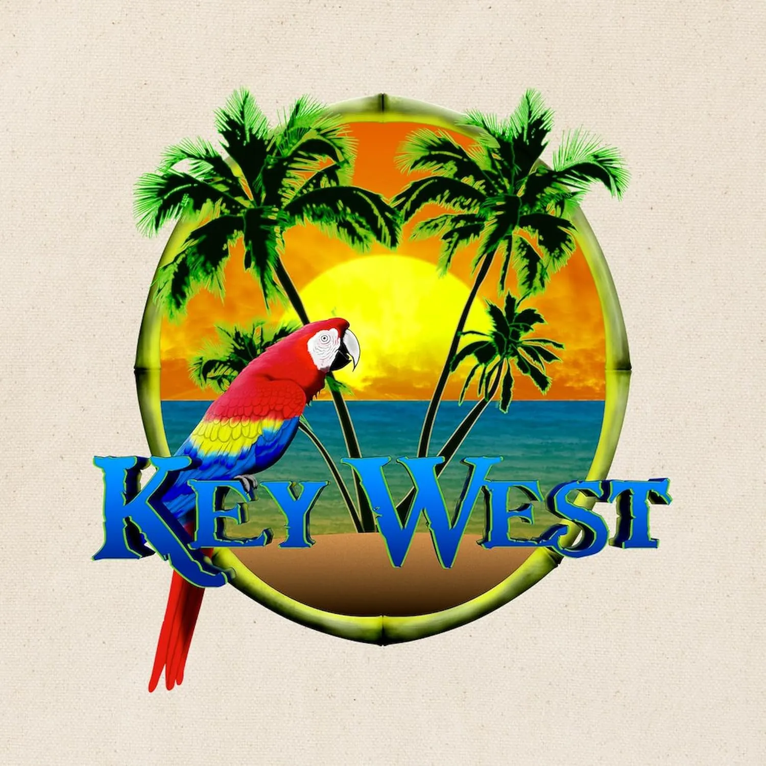 CafePress Key West Sunset Tote Bag Natural Canvas Tote Bag, Reusable Shopping Bag