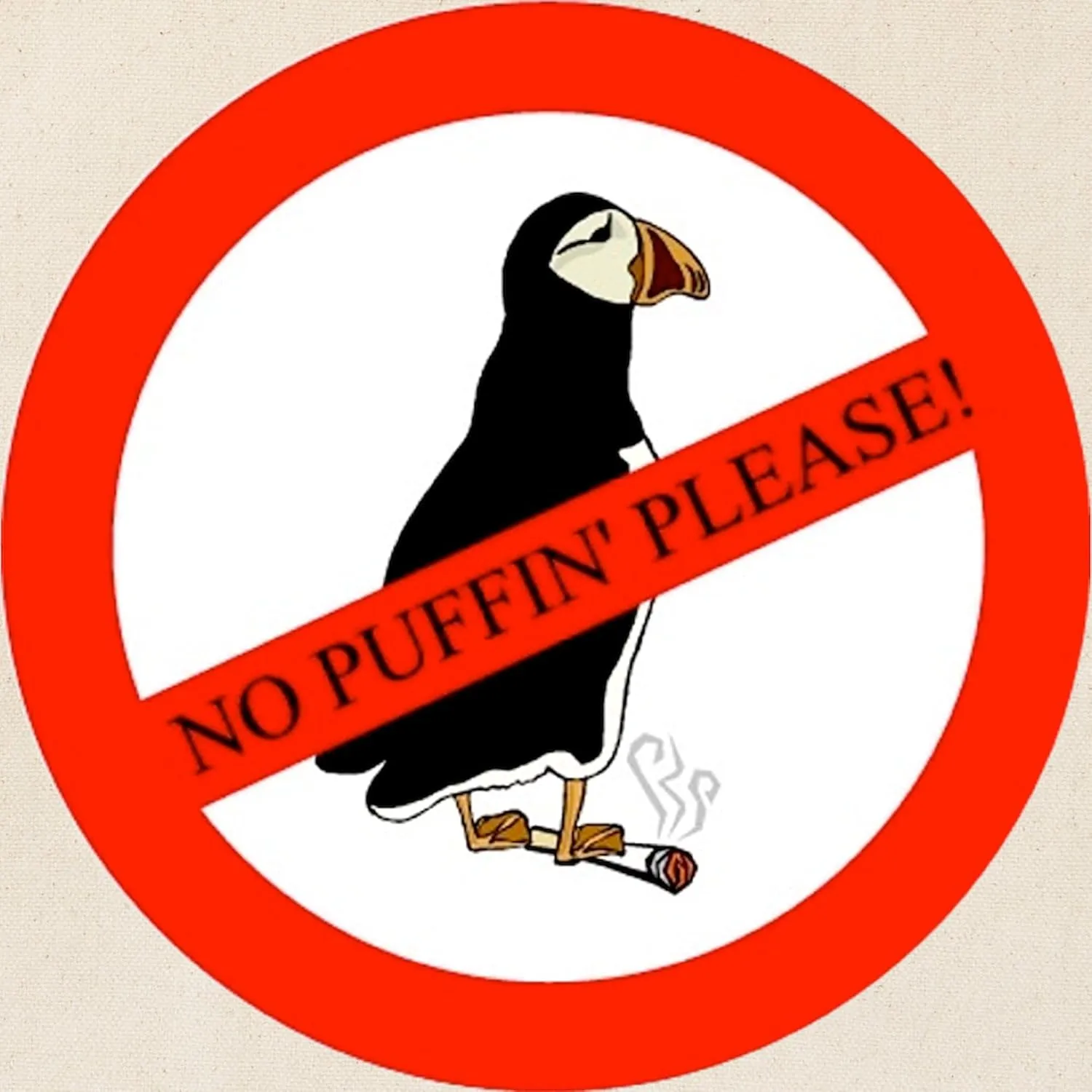 CafePress No Puffin' Tote Bag Reusable Natural Beige Canvas Shopping Bag