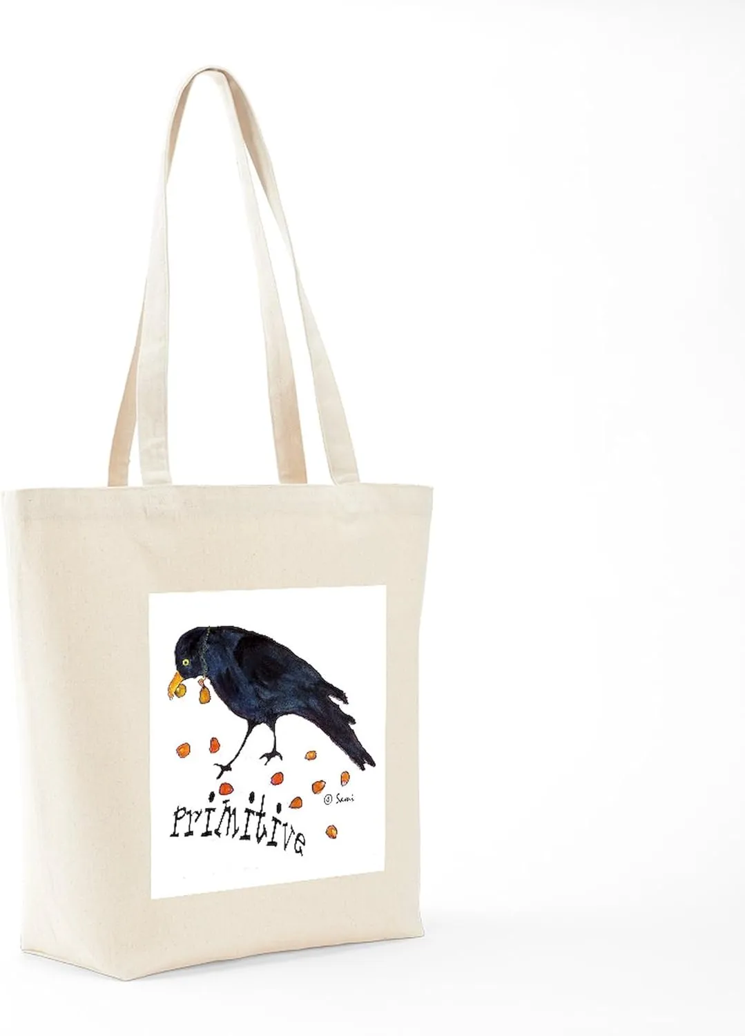 CafePress Primitive Crow Tote Bag Natural Canvas Tote Bag, Reusable Shopping Bag