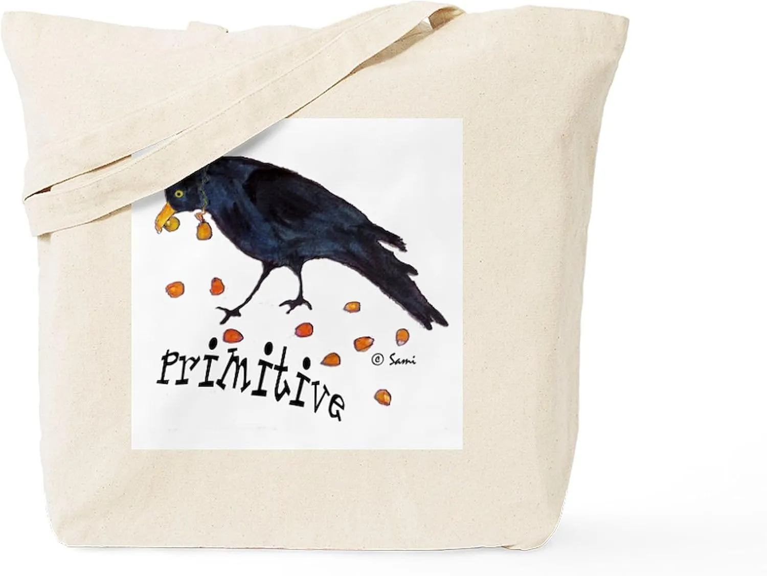 CafePress Primitive Crow Tote Bag Natural Canvas Tote Bag, Reusable Shopping Bag