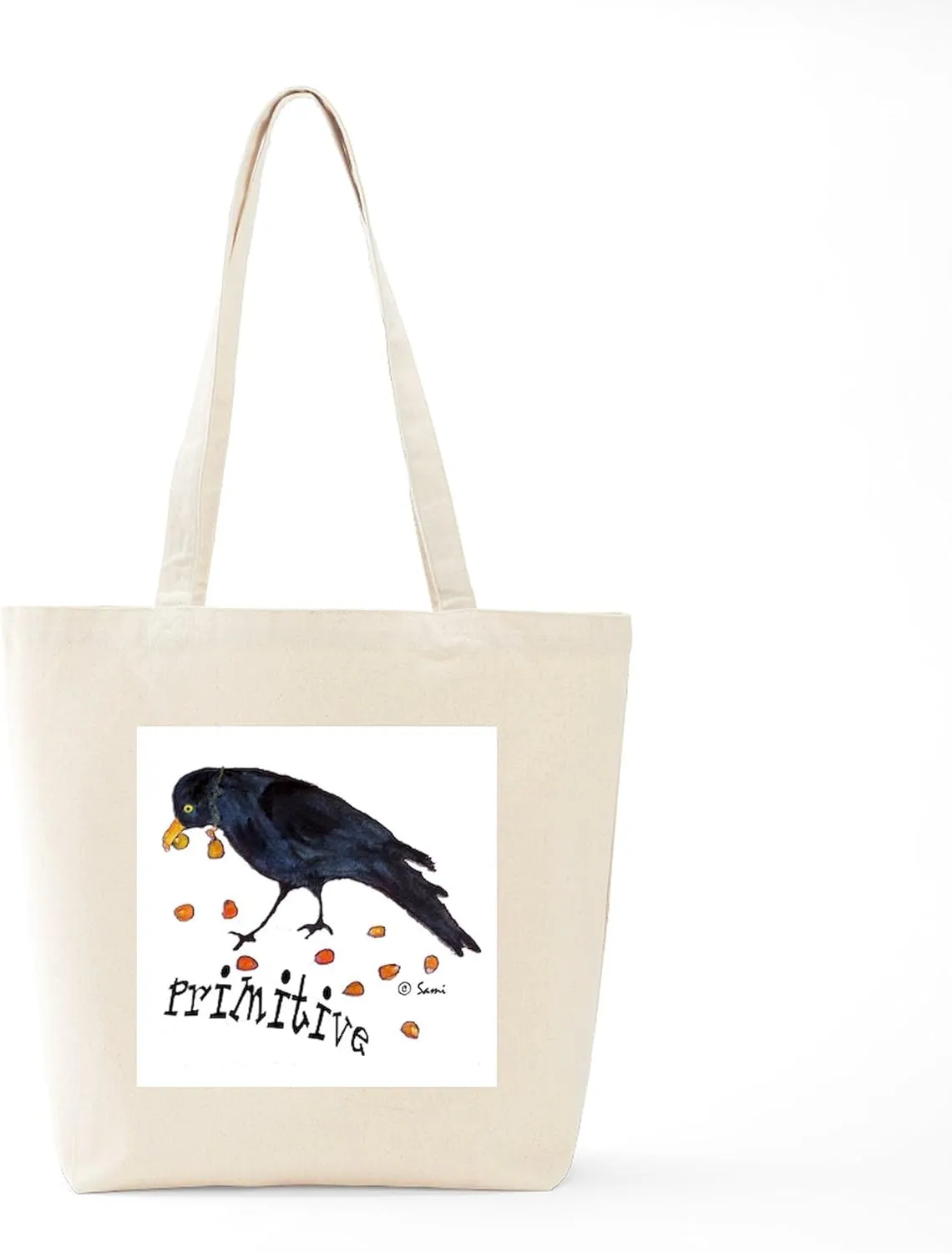 CafePress Primitive Crow Tote Bag Natural Canvas Tote Bag, Reusable Shopping Bag