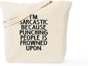 CafePress Sarcasm Vs Punching Tote Bag Natural Canvas Tote Bag, Reusable Shopping Bag