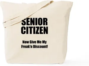 CafePress Senior Citizen Tote Bag Reusable Natural Beige Canvas Shopping Bag