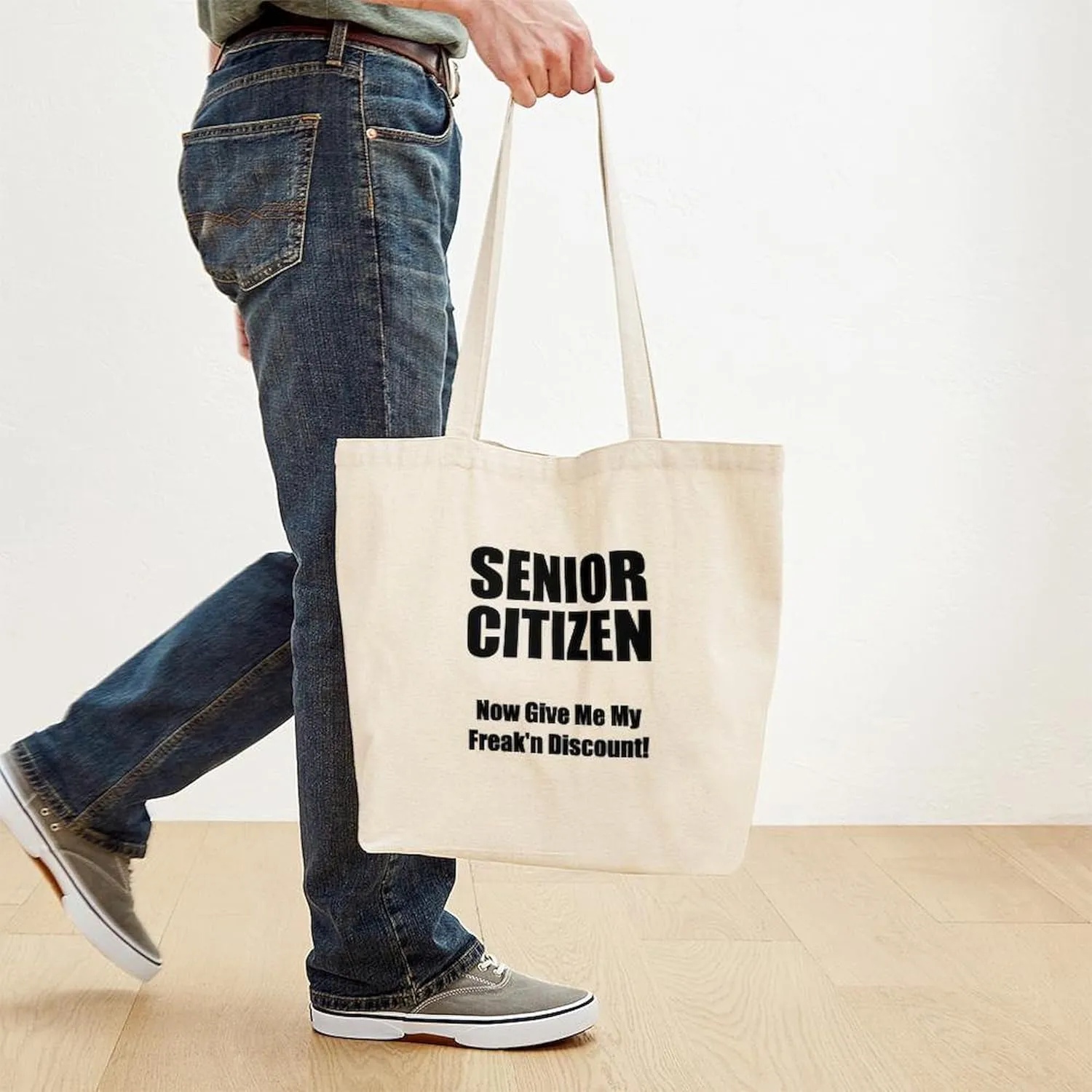 CafePress Senior Citizen Tote Bag Reusable Natural Beige Canvas Shopping Bag