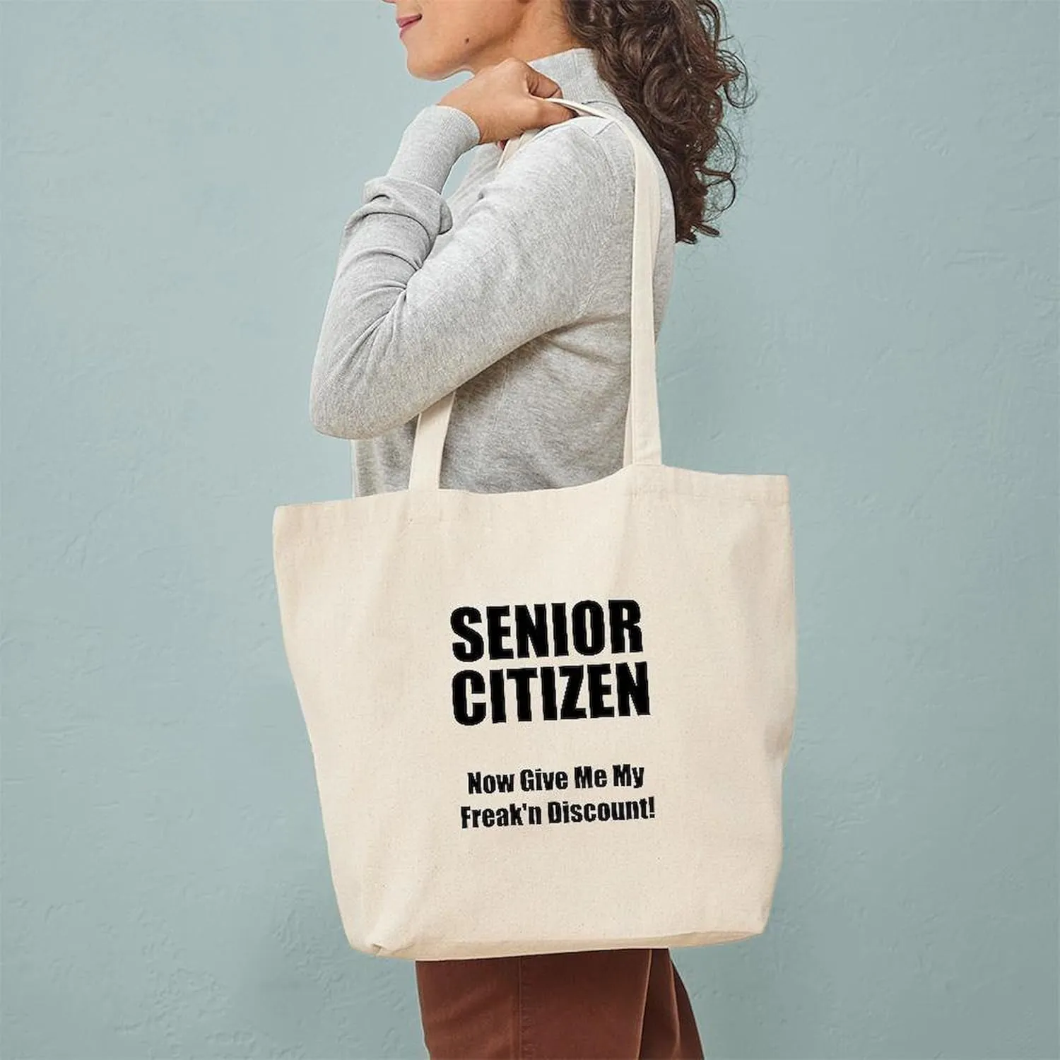 CafePress Senior Citizen Tote Bag Reusable Natural Beige Canvas Shopping Bag
