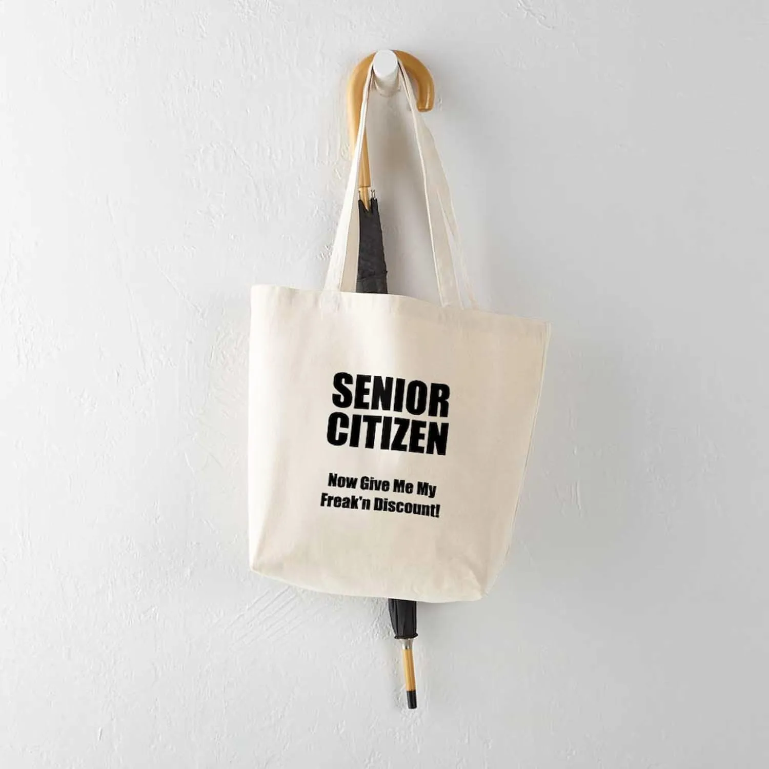 CafePress Senior Citizen Tote Bag Reusable Natural Beige Canvas Shopping Bag