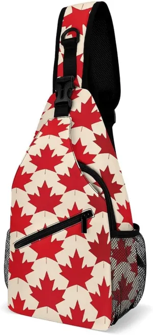Canada Maple Leaf Pattern Crossbody Sling Bag Lightweight Travel Hiking Chest Bag Daypack for Men Women