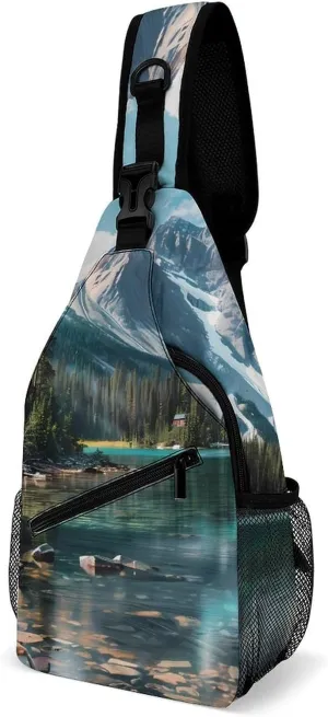 Canada Ohara Lake Yoho National Park Crossbody Sling Bag Lightweight Travel Hiking Chest Bag Daypack for Men Women