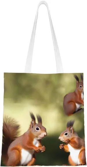 Canvas Tote Bag Aesthetic for Women Cute Squirrels Shopping Bags Large Tote Shoulder Bag Reusable Grocery Bags Hobo Bags Casual Handbags Cute Cloth Bags Birthday Gifts