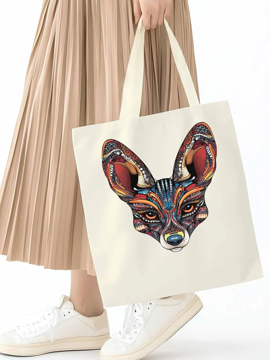 Canvas Tote Bag, Floral Dog Textured patterned Canvas Tote Handbags for Women Shoulder Bag,