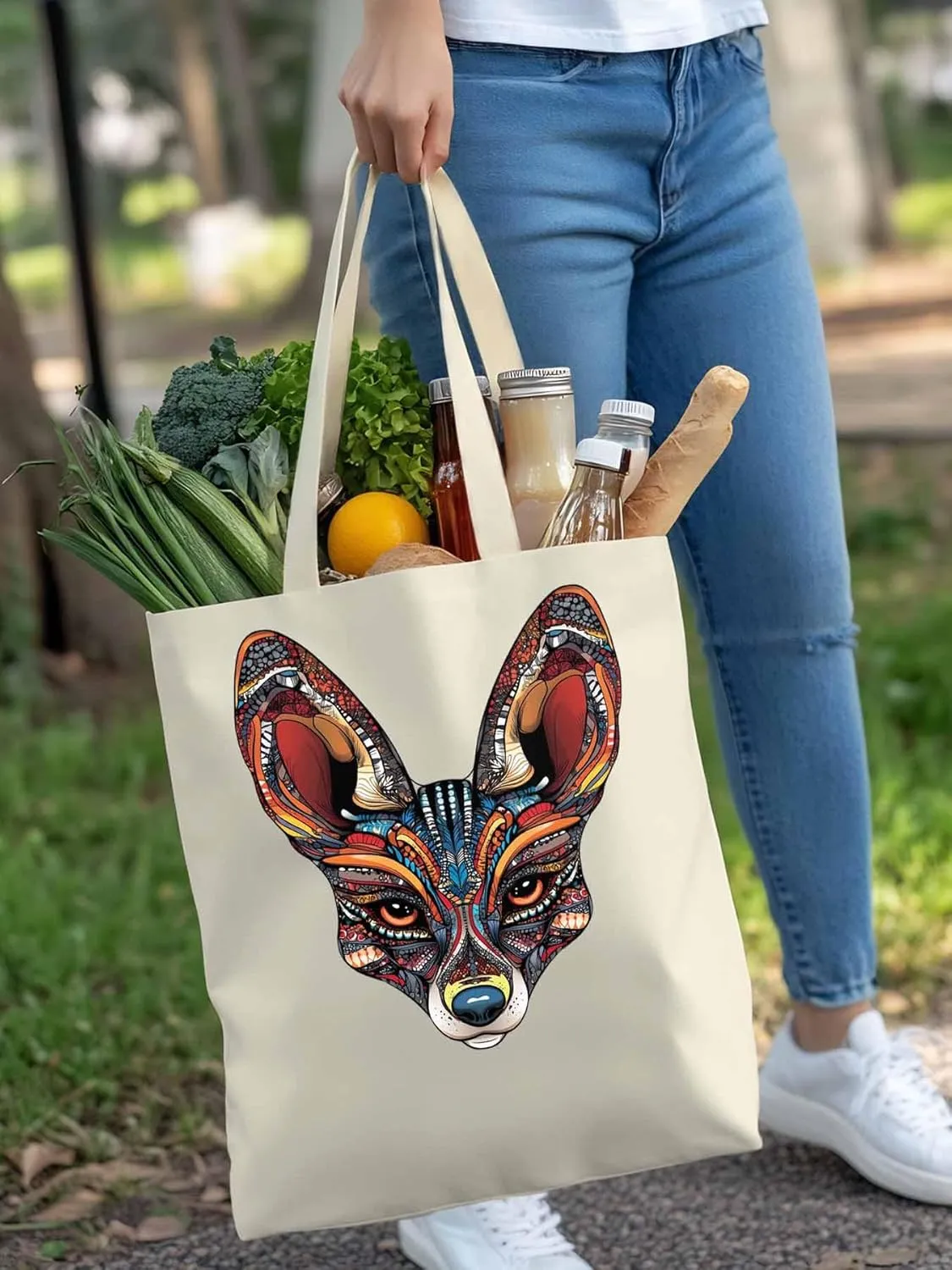 Canvas Tote Bag, Floral Dog Textured patterned Canvas Tote Handbags for Women Shoulder Bag,