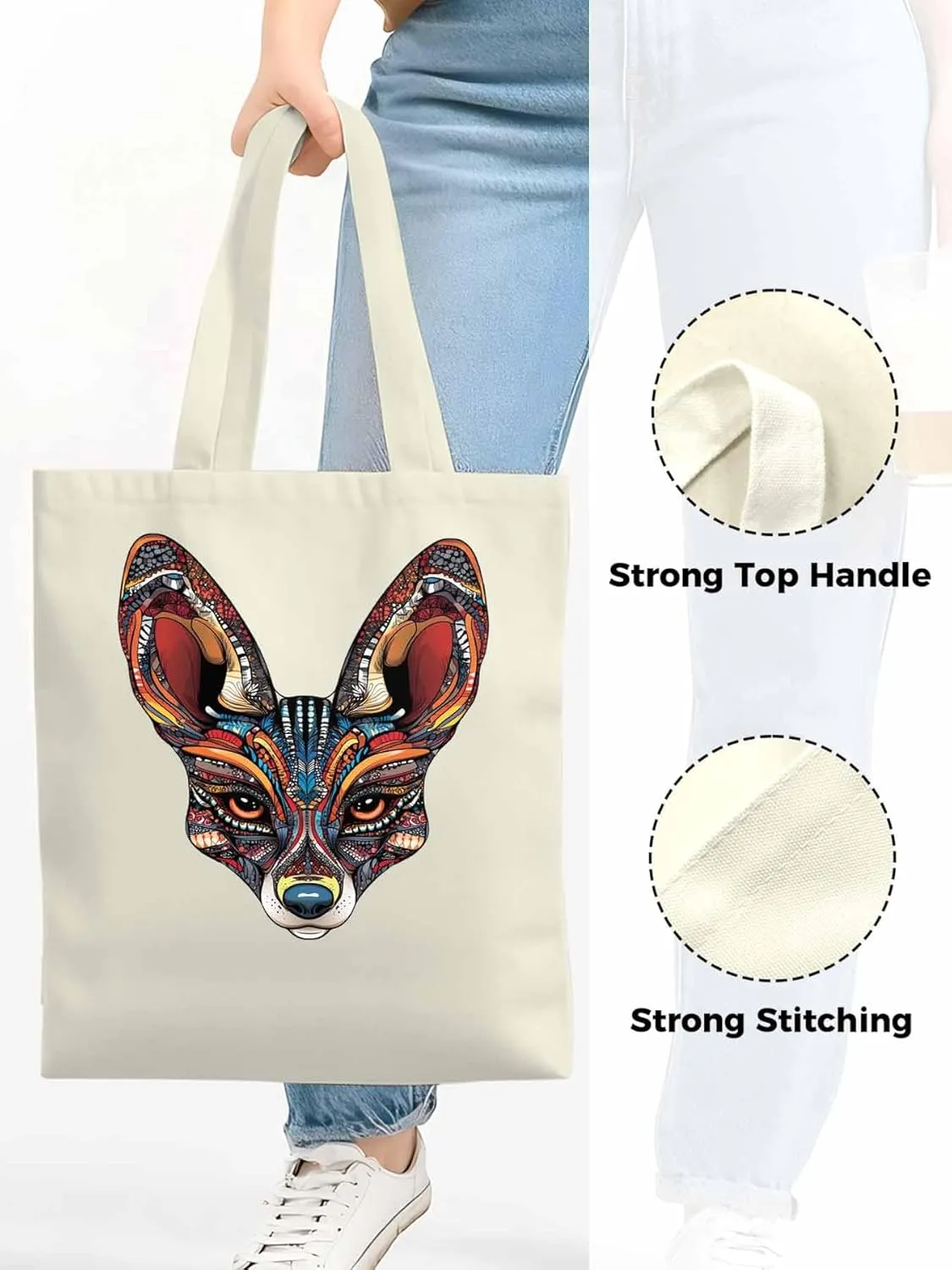 Canvas Tote Bag, Floral Dog Textured patterned Canvas Tote Handbags for Women Shoulder Bag,