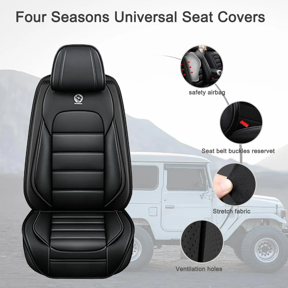 Car Seat Covers for Saturn Aura 2007 2008 2009,5 Seats Waterproof Seat Covers with Airbag,Leather Seat Covers for Cars,Anti-Slip Auto Seat Cover Sets(Black,Standard)