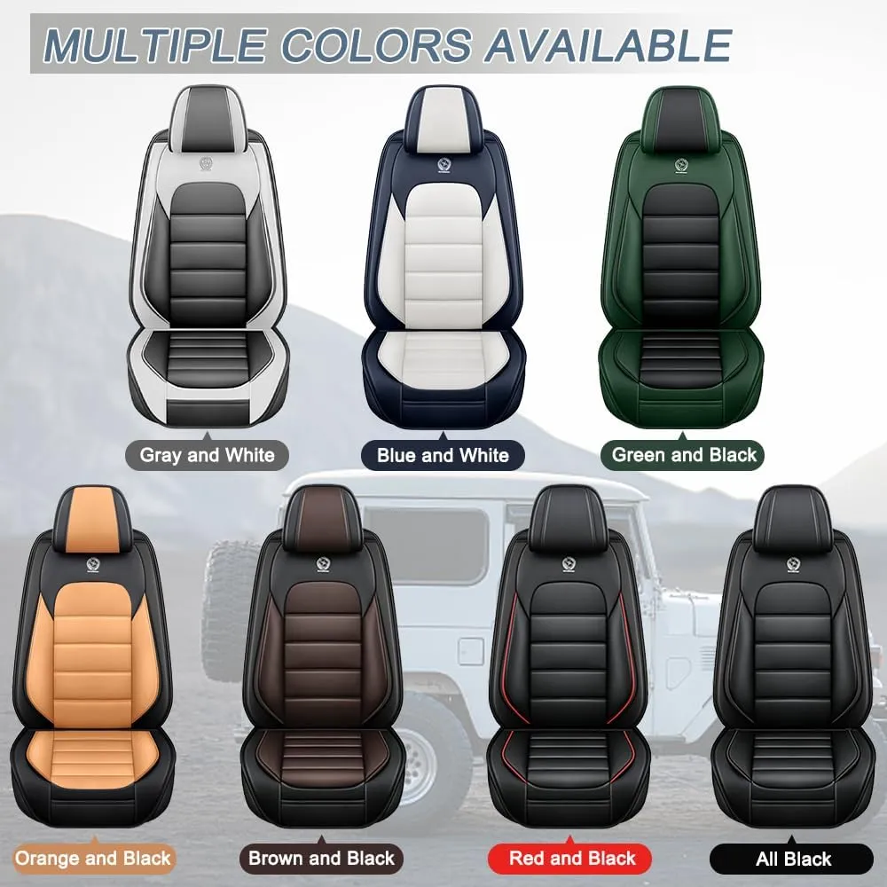 Car Seat Covers for Saturn Aura 2007 2008 2009,5 Seats Waterproof Seat Covers with Airbag,Leather Seat Covers for Cars,Anti-Slip Auto Seat Cover Sets(Blue and White,Standard)