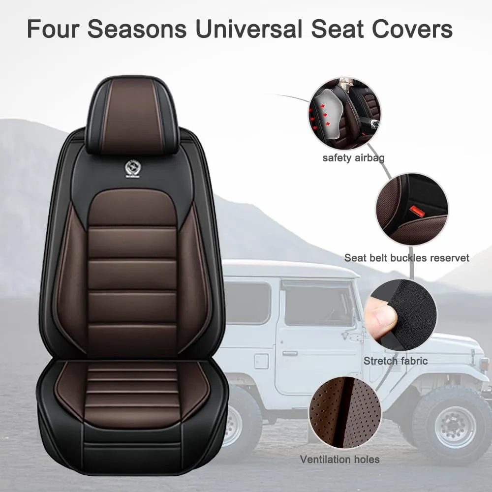 Car Seat Covers for VW Atlas 2018-2023 2024,2 Seats Waterproof Seat Covers with Airbag,Leather Seat Covers for Cars,Anti-Slip Auto Seat Cover Sets(Brown and Balck,Luxury)