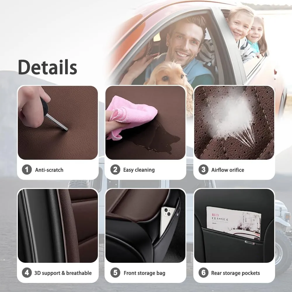 Car Seat Covers for VW Atlas 2018-2023 2024,2 Seats Waterproof Seat Covers with Airbag,Leather Seat Covers for Cars,Anti-Slip Auto Seat Cover Sets(Brown and Balck,Luxury)