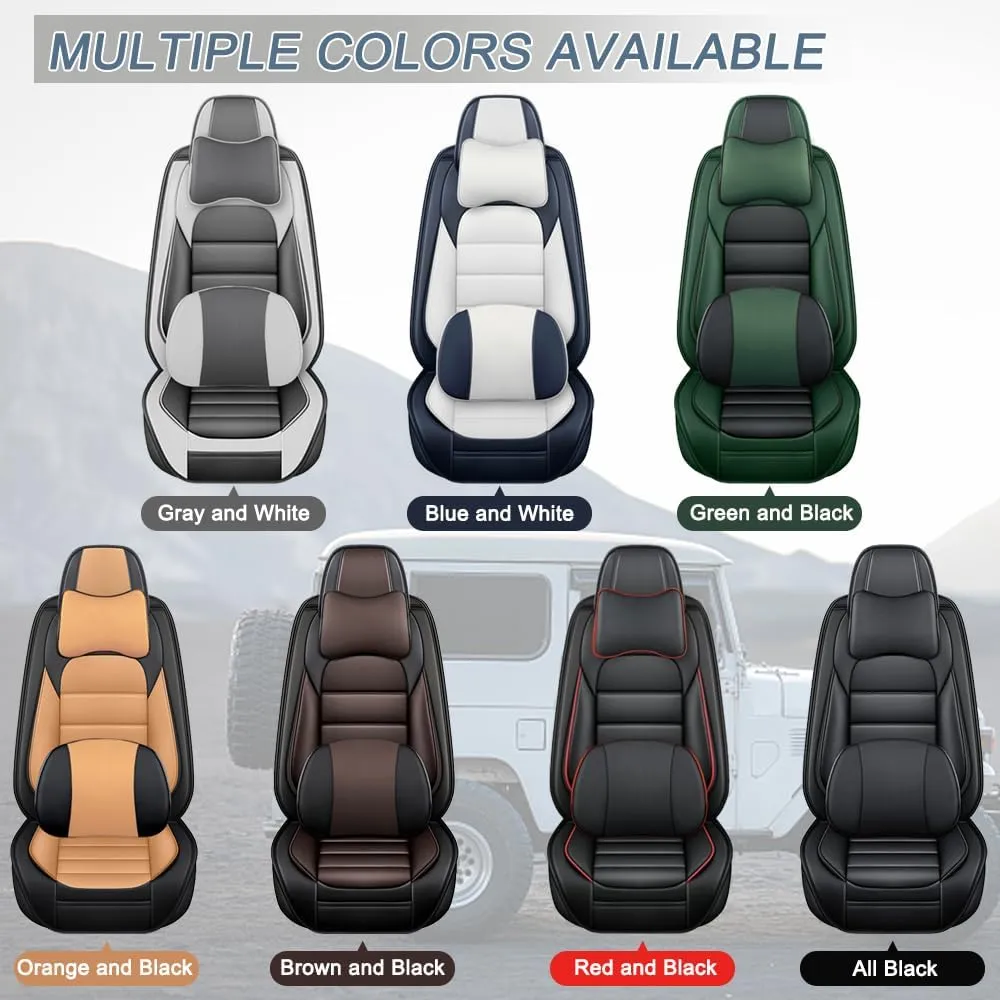Car Seat Covers for VW Atlas 2018-2023 2024,2 Seats Waterproof Seat Covers with Airbag,Leather Seat Covers for Cars,Anti-Slip Auto Seat Cover Sets(Brown and Balck,Luxury)