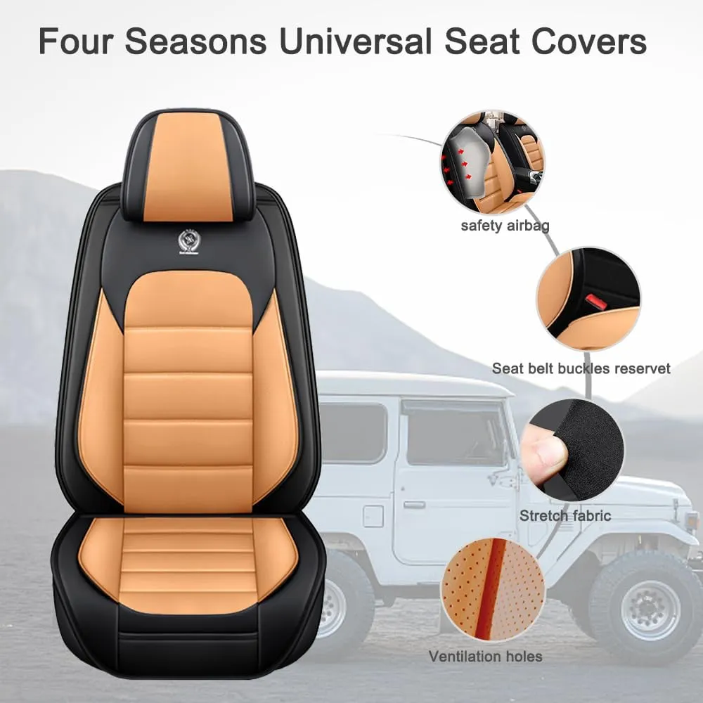 Car Seat Covers for VW Atlas 2018-2023 2024,2 Seats Waterproof Seat Covers with Airbag,Leather Seat Covers for Cars,Anti-Slip Auto Seat Cover Sets(Orange and Black,Luxury)