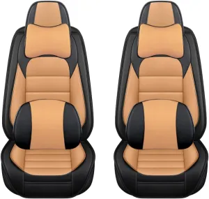 Car Seat Covers for VW Atlas 2018-2023 2024,2 Seats Waterproof Seat Covers with Airbag,Leather Seat Covers for Cars,Anti-Slip Auto Seat Cover Sets(Orange and Black,Luxury)
