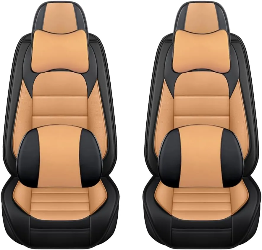 Car Seat Covers for VW Atlas 2018-2023 2024,2 Seats Waterproof Seat Covers with Airbag,Leather Seat Covers for Cars,Anti-Slip Auto Seat Cover Sets(Orange and Black,Luxury)