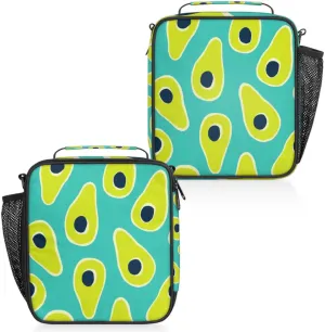 Cartoon Avocado Insulated Lunch Box, Reusable Cooler Tote Lunch Bags for Men Women, Portable Leakproof Square Meal Bag for Work Travel Picnic Hiking Daytrip