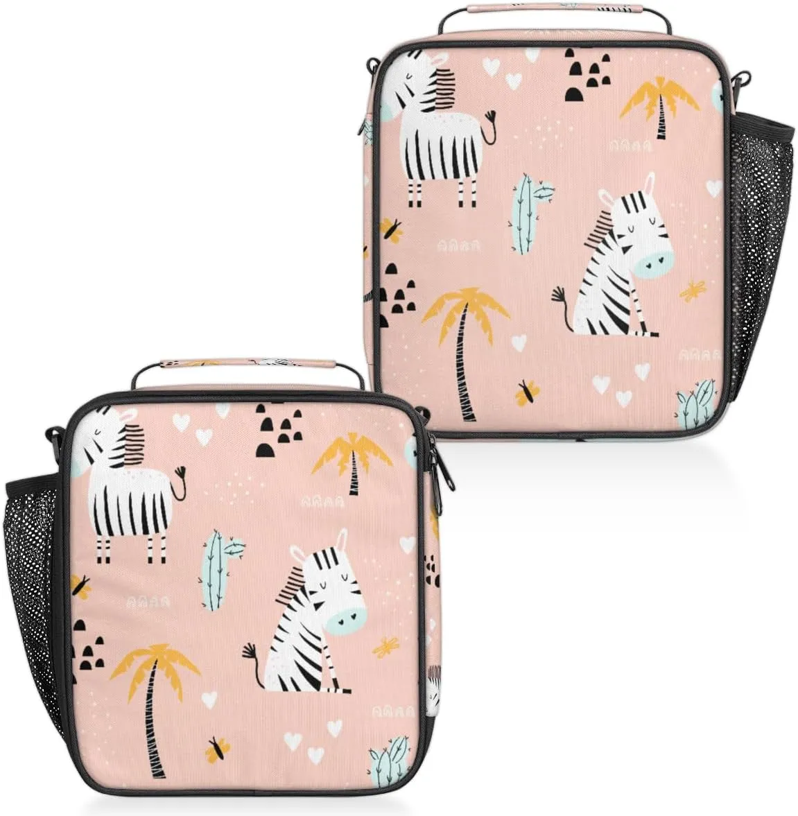 Cartoon Cute Zebra Insulated Lunch Box, Reusable Cooler Tote Lunch Bags for Men Women, Portable Leakproof Square Meal Bag for Work Travel Picnic Hiking Daytrip