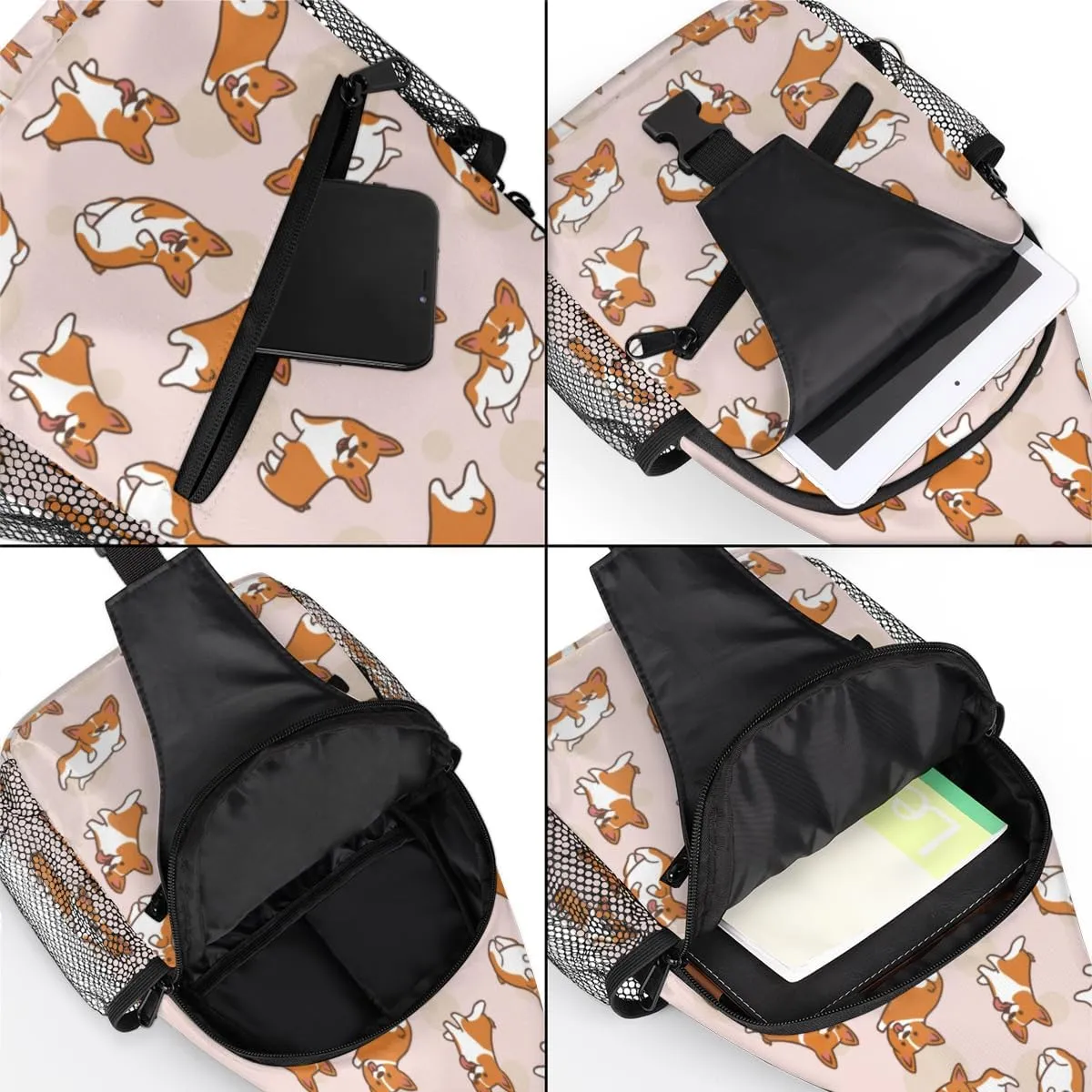 Cartoon Dog Sling Bag for Women Men Chest Shoulder Backpack Multipurpose Crossbody Bag Lightweight Travel Hiking Daypack