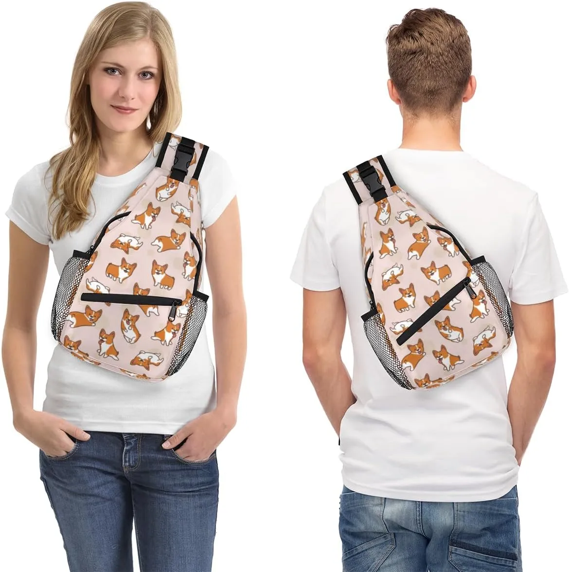 Cartoon Dog Sling Bag for Women Men Chest Shoulder Backpack Multipurpose Crossbody Bag Lightweight Travel Hiking Daypack