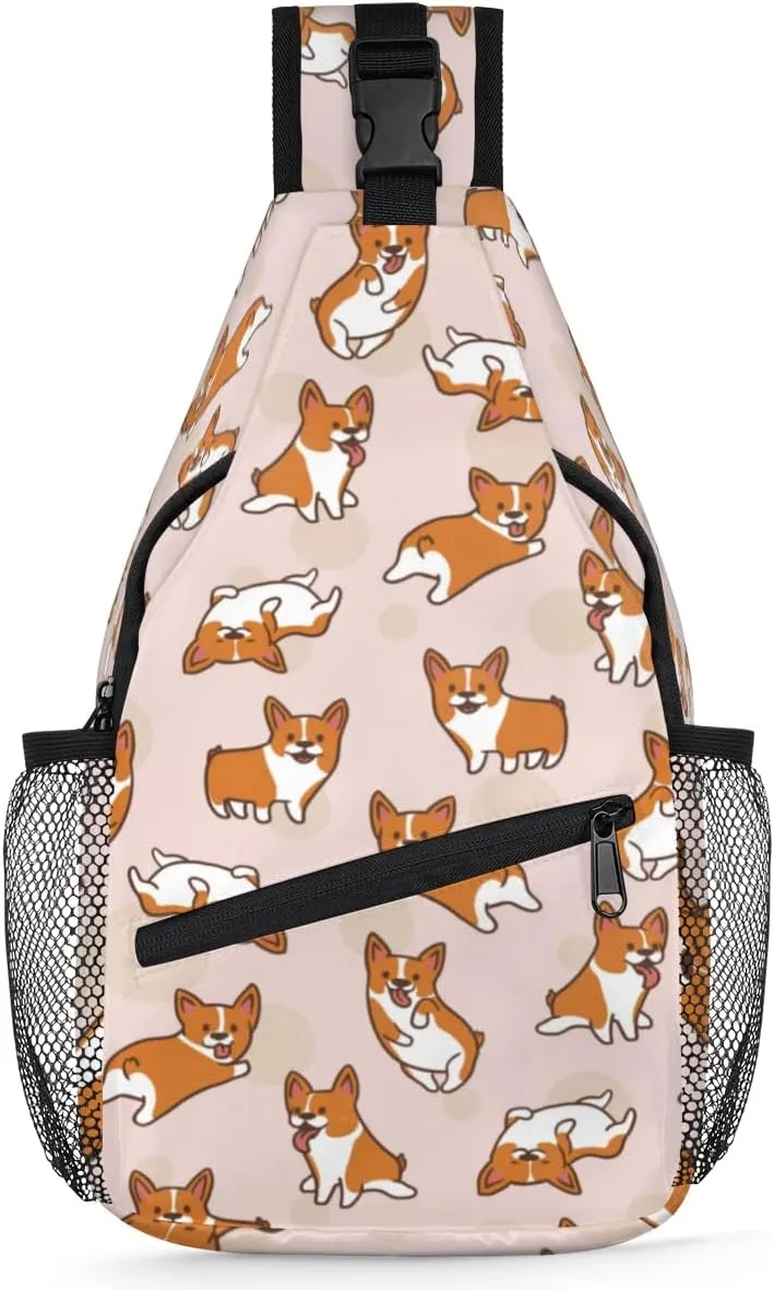 Cartoon Dog Sling Bag for Women Men Chest Shoulder Backpack Multipurpose Crossbody Bag Lightweight Travel Hiking Daypack