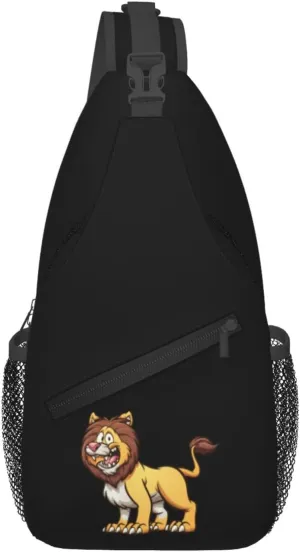 Cartoon Lion Crossbody Bags For Women Men Chest Backpack Gym Shoulder Bag Travel Outdoor Sports Casual Crossbody Bags