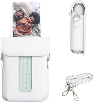 Case for Fujifilm Instax Mini Link 3,Fuji instax Mini Link 3 case for fujifilm Mini Link 3 case PU Magnetic Cover with Soft Microfiber Inner with Shoulder Strap -Clay White