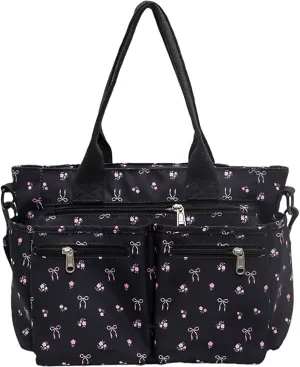 Casual Messenger Bag Floral Nylon Crossbody Bag Chic Shoulder Bag Travel Daypacks