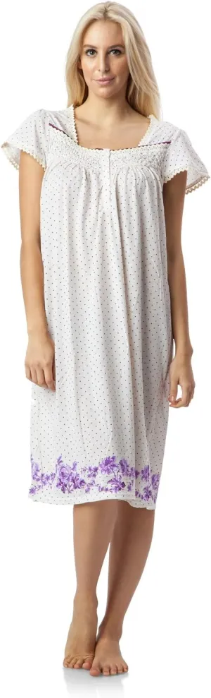 Casual Nights Women's Botanic Lace Short Sleeve Nightgown